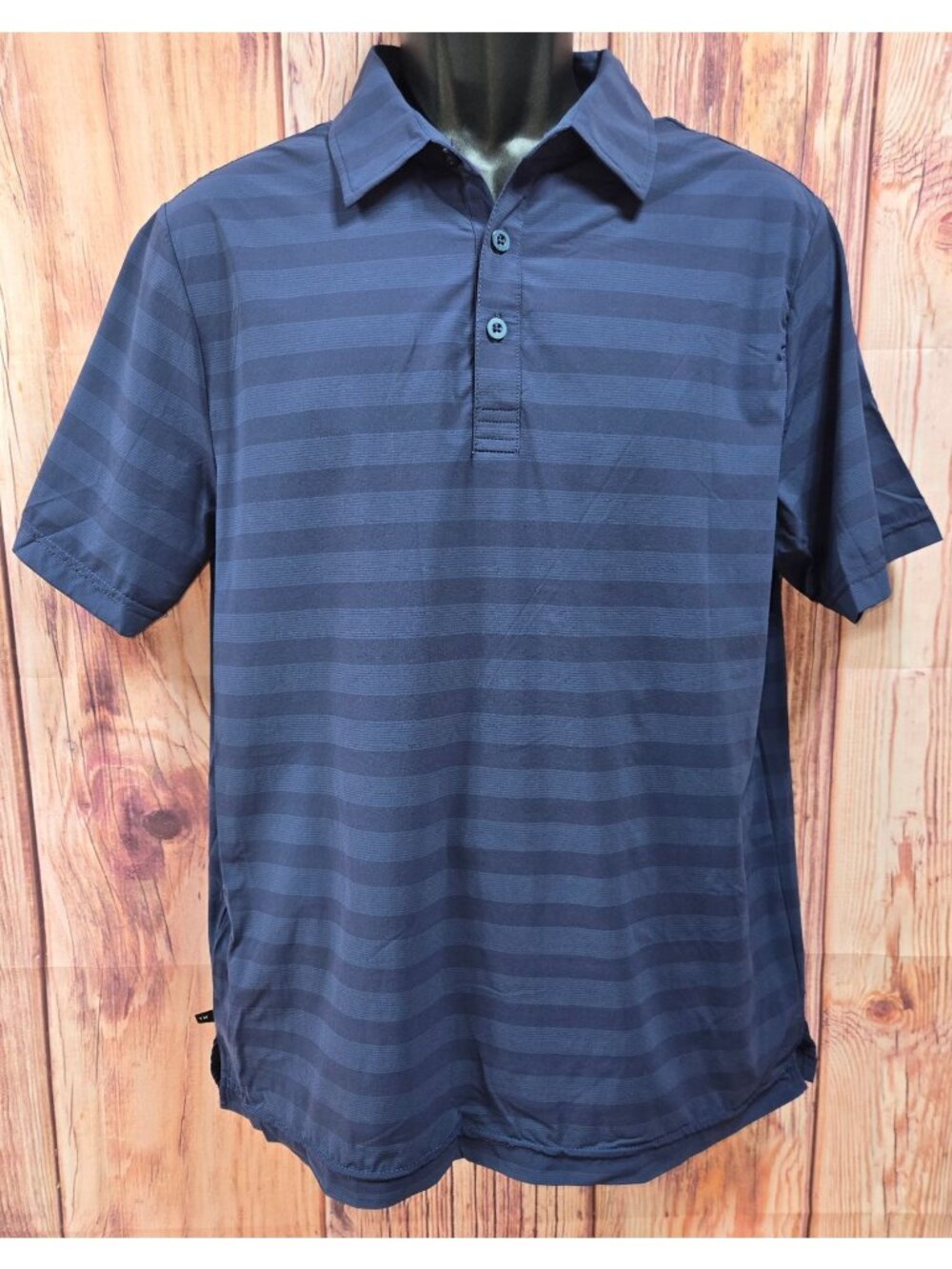 Travis Mathew Mens Navy Blue Striped Polo Medium